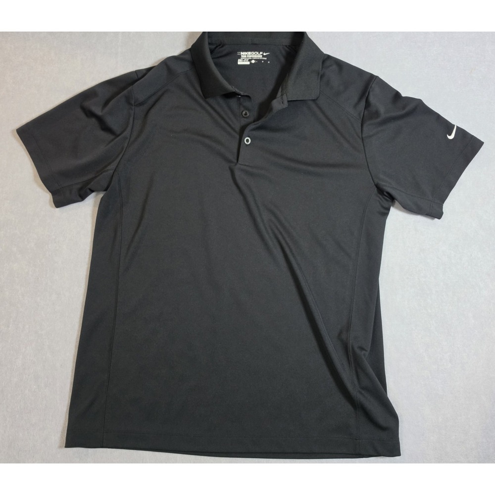 Nike Golf Dri Fit Mens Sz L Large Short Sleeve Polo Black Tour Performance
